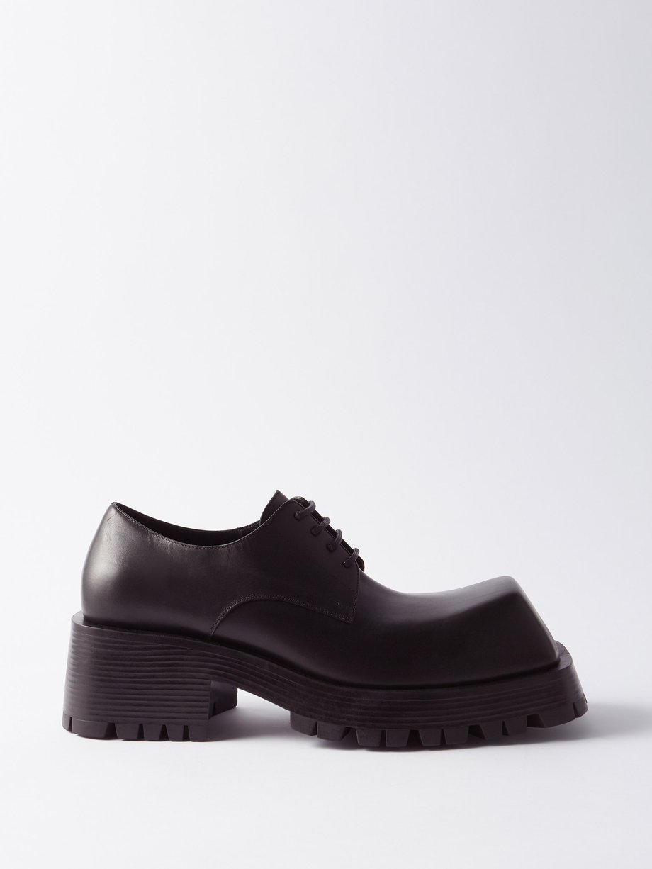 Trooper square-toe leather shoes