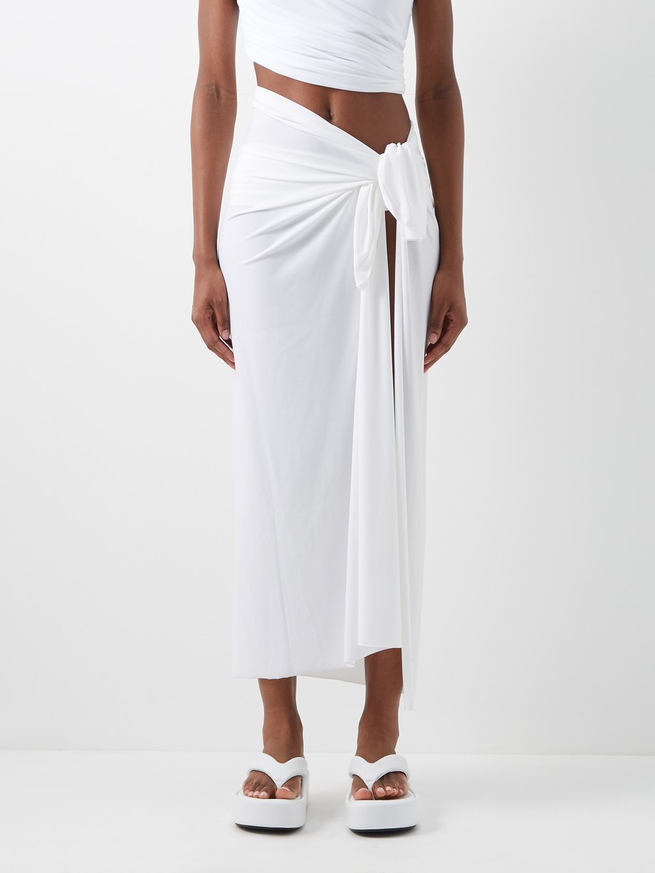 Norma Kamali WHITE/IVORY Ernie jersey sarong | 매치스패션, 모던 럭셔리 온라인 쇼핑