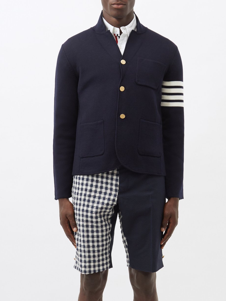 Navy Four-bar merino-knit blazer | Thom Browne | MATCHESFASHION AU