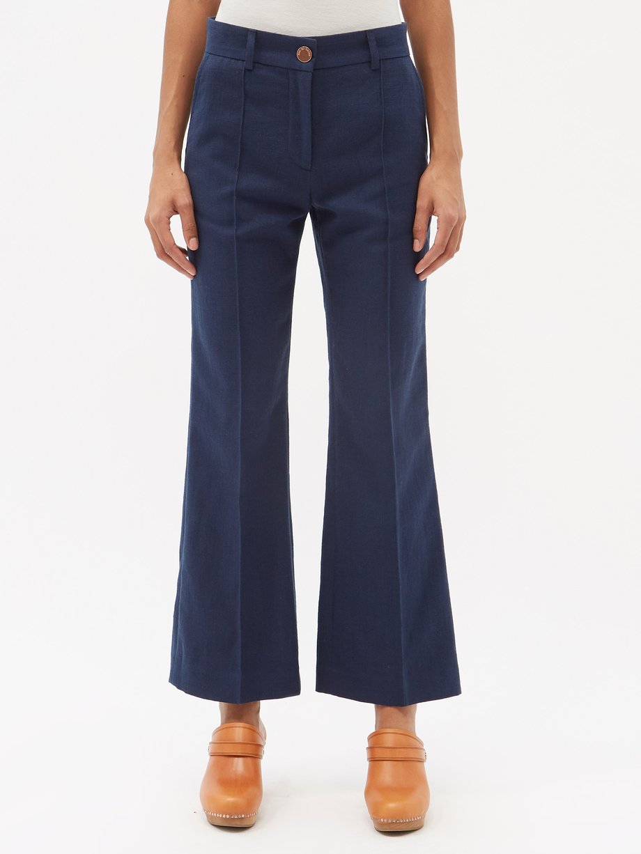 Navy Flared-leg cotton-blend trousers | See By Chloé | MATCHESFASHION US
