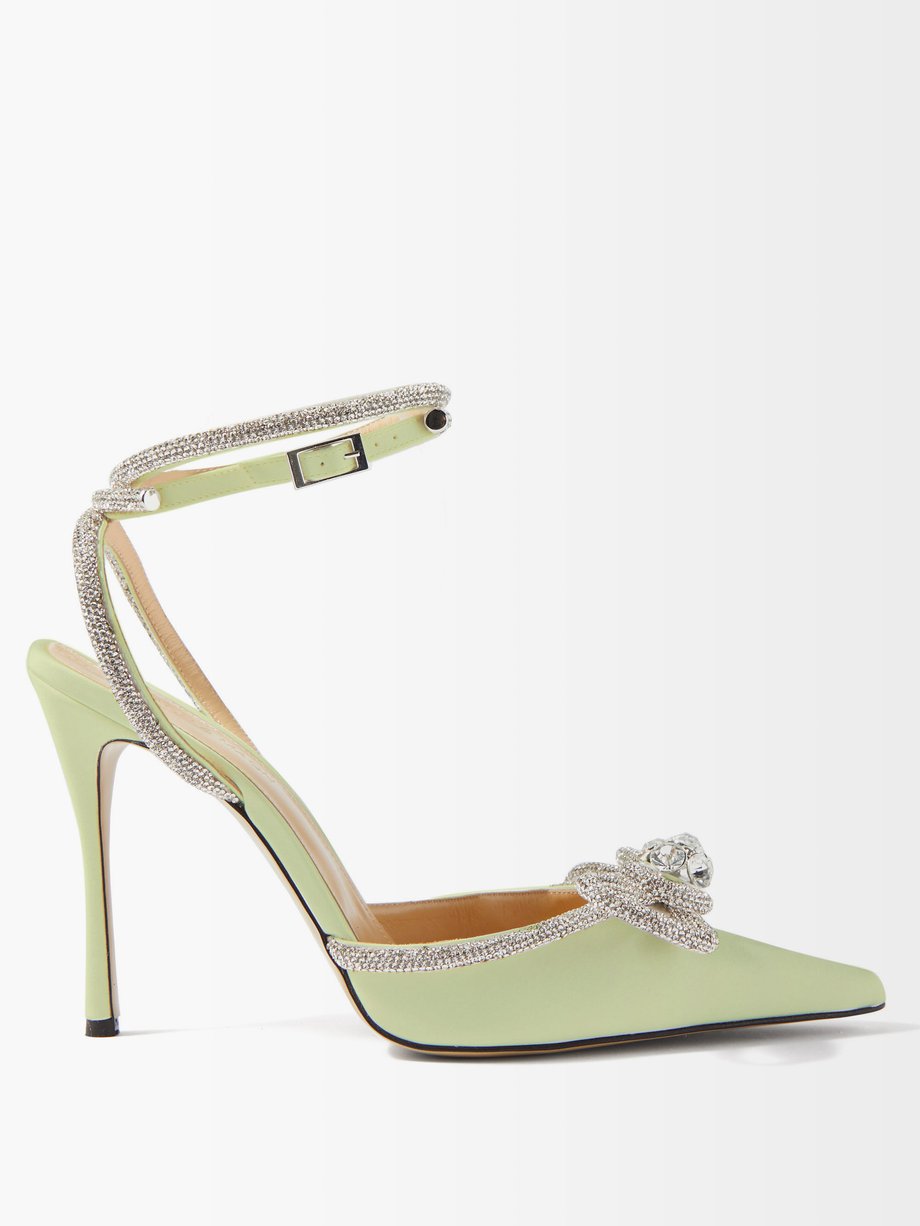 Mach & Mach Green Double Bow 110 crystal and silk-satin pumps | 매치스패션 ...