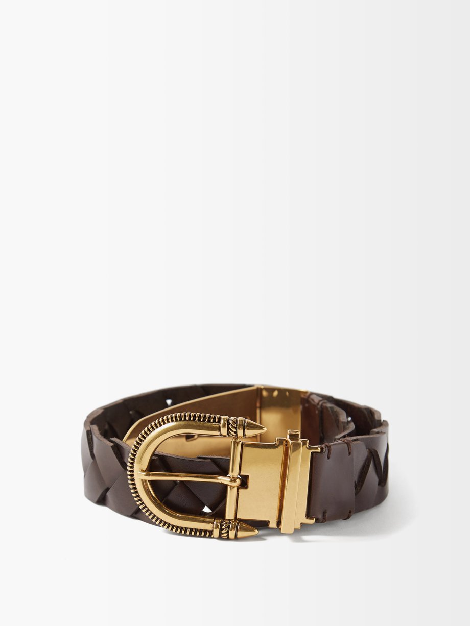 Etro Brown Braided-leather belt