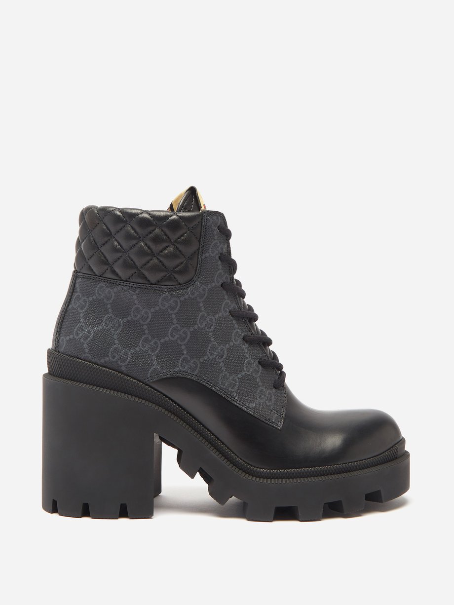Trip Gg-monogram Quilted-leather Ankle Boots Womens Black MATCHESFASHION Women Shoes Boots Ankle Boots 