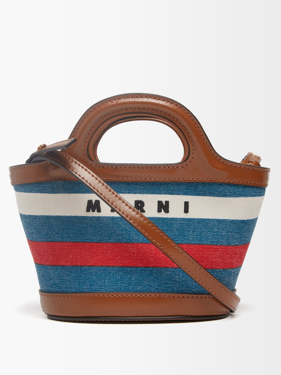 Blue Tropicalia striped canvas and leather bag | Marni | MATCHESFASHION US