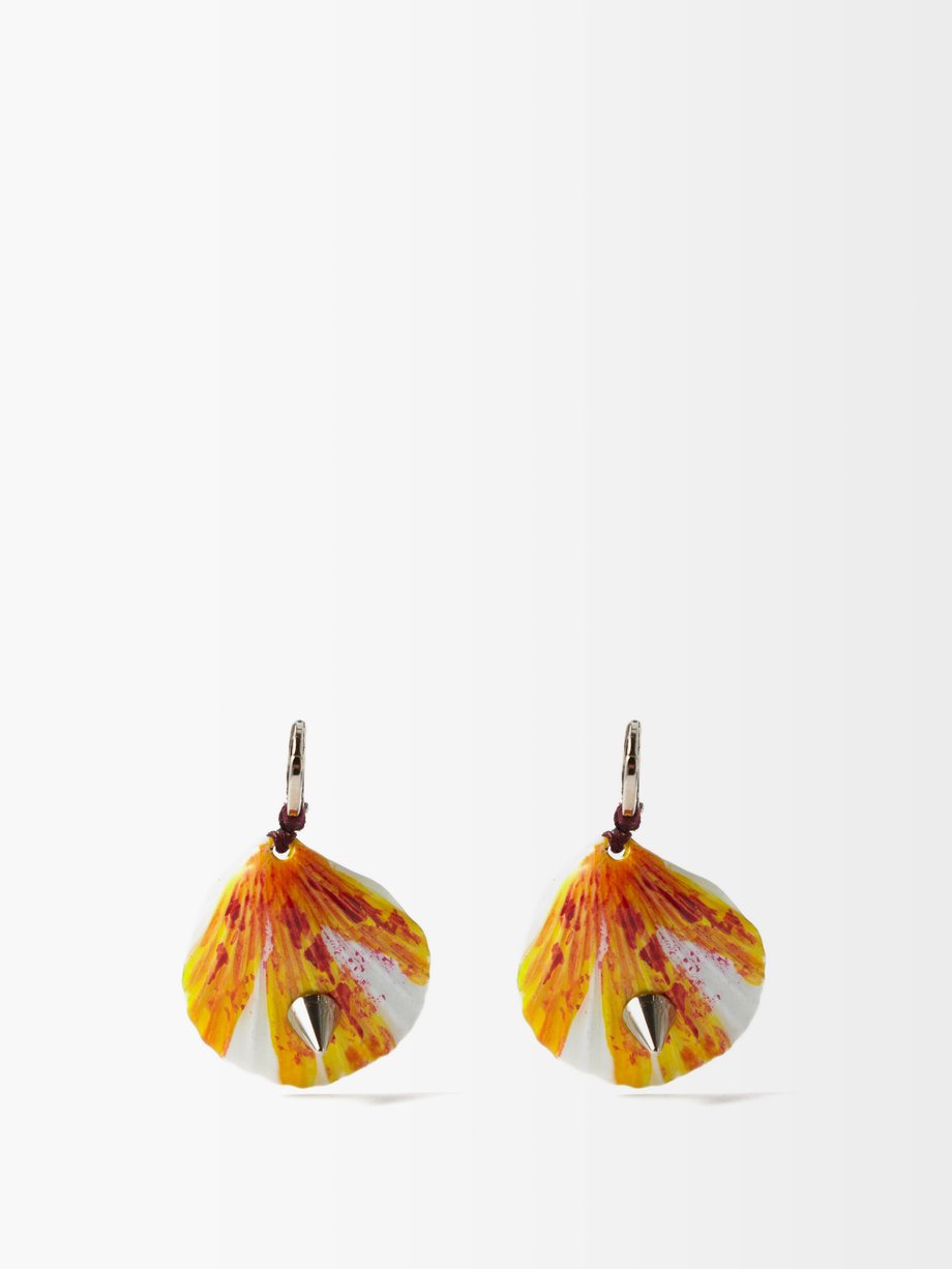 마르니 귀걸이 Marni Yellow Spiked painted shell earrings