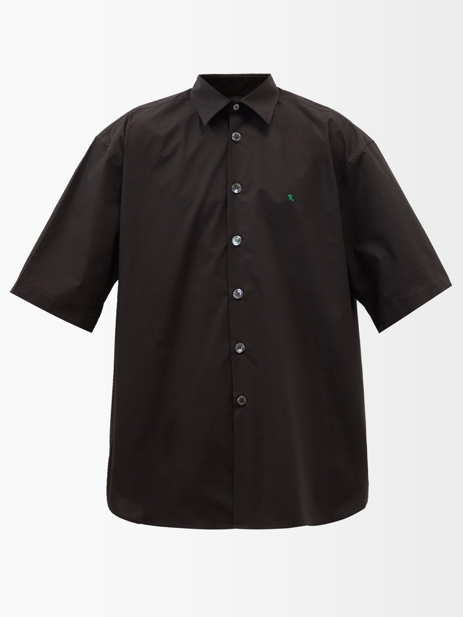 MATCHESFASHION Men Clothing Shirts Short sleeved Shirts Black Grimcrawler-embroidered Cotton Short-sleeved Shirt Mens 