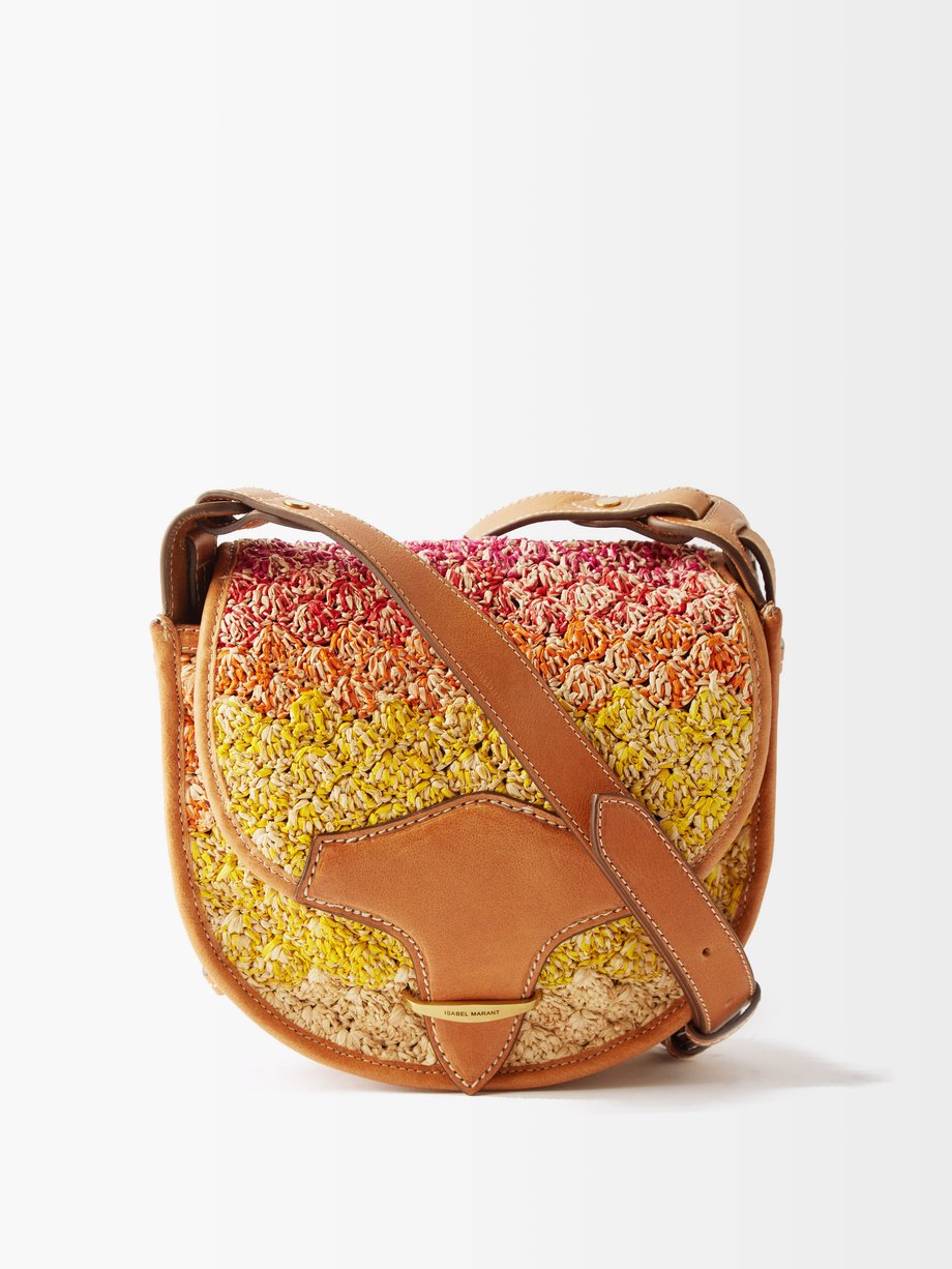 Botsy raffia and leather cross-body bag Orange Isabel Marant ...