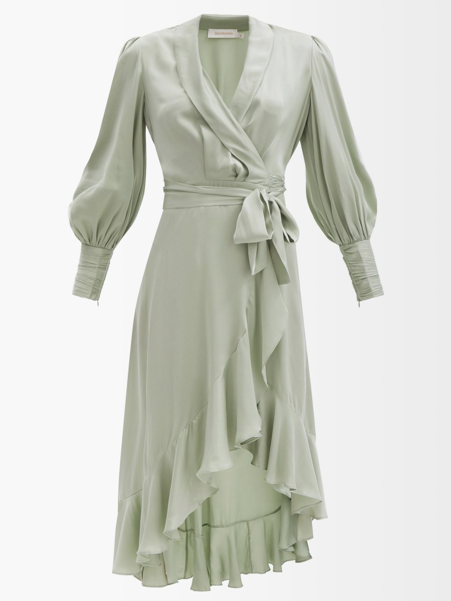 Green Tie-waist silk-crepe wrap midi dress | Zimmermann | MATCHESFASHION US