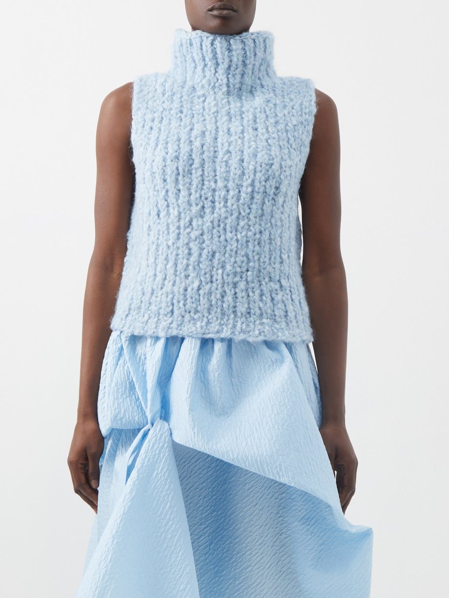 Cecilie Bahnsen Cecilie Bahnsen Georgia hand-knitted sweater vest Blue ...