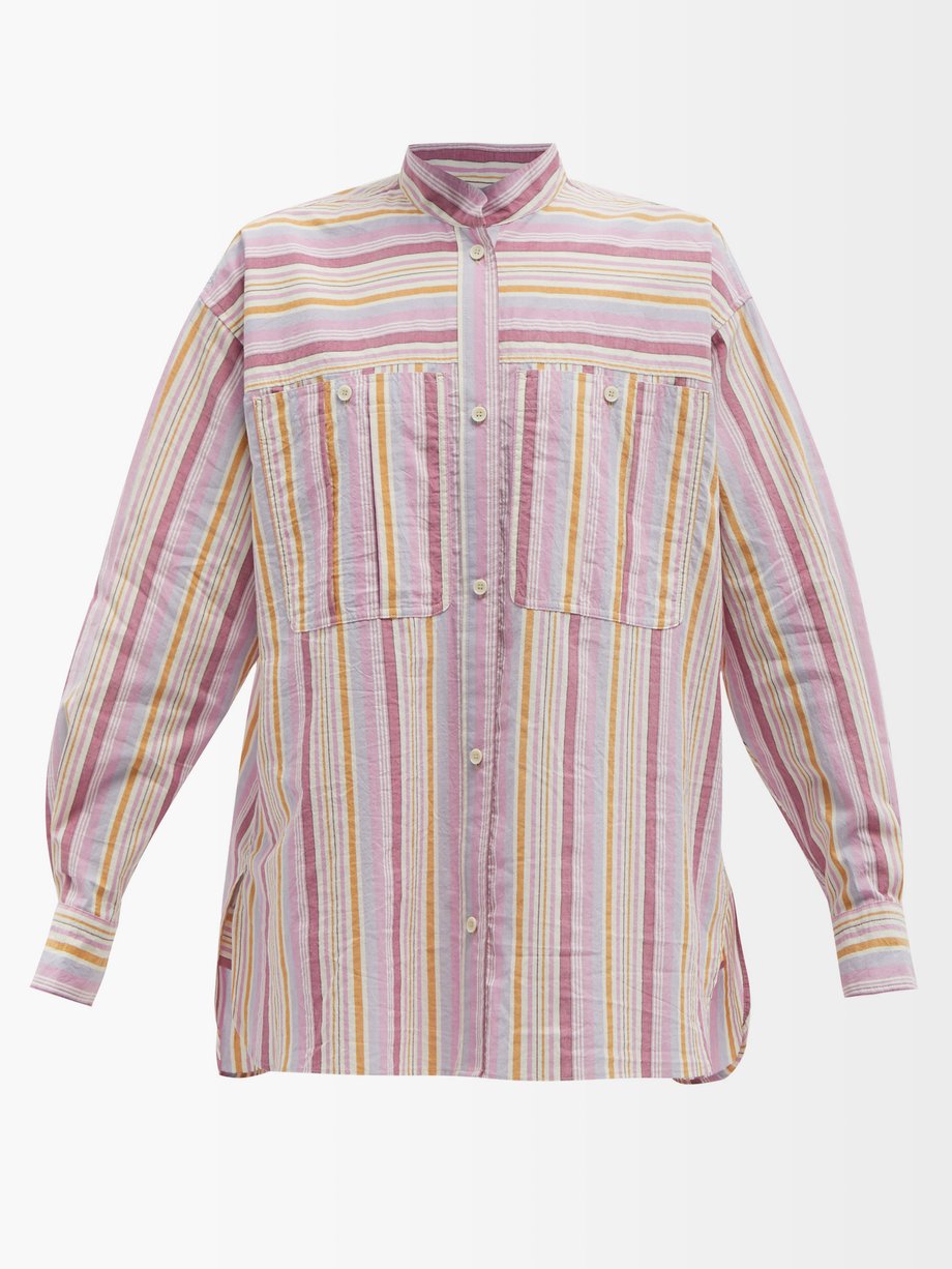 Isabel Marant イザベル マラン テイラー ストライプコットンシャツ ピンク｜MATCHESFASHION（マッチズファッション)