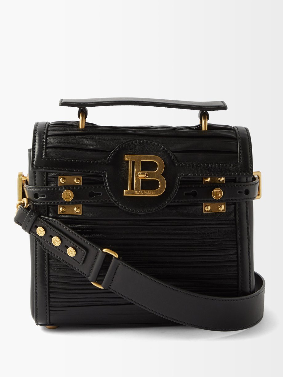 Balmain Black B-Buzz 23 ruched-leather cross-body bag | 매치스패션, 모던 럭셔리 ...
