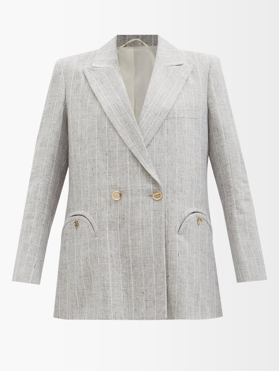 Grey Everynight pinstriped linen-blend blazer | Blazé Milano ...