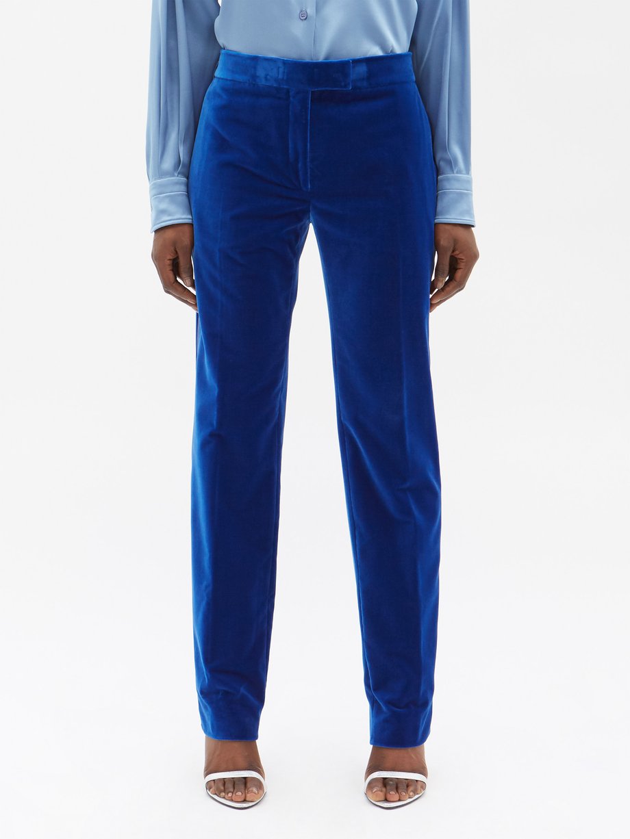 Tom Ford Blue Cotton-velvet slim-leg tuxedo suit trousers | 매치스패션, 모던 ...