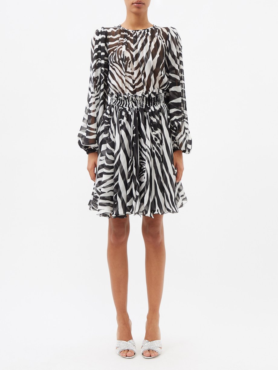 White Dolce & Gabbana Silk Zebra Print Caftan Dress in ts Zebra - Save 33% Womens Dresses Dolce & Gabbana Dresses 