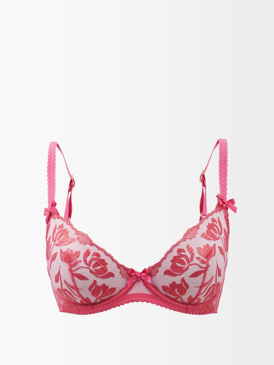 Pink Sparkle metallic-lace half-cup bra | Agent Provocateur UK