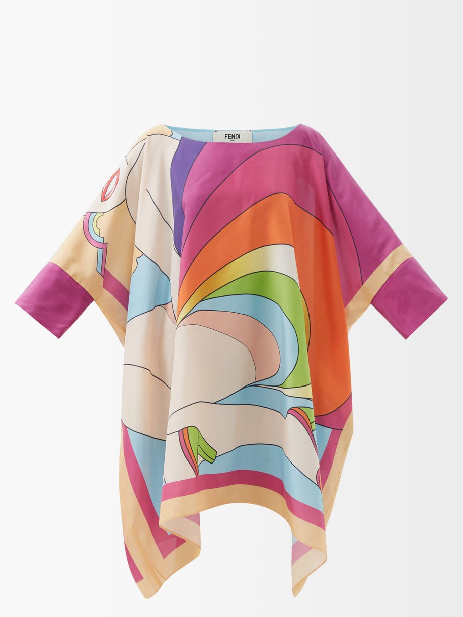 Fendi Pink X Antonio Lopez printed silk kaftan | 매치스패션, 모던 럭셔리 온라인 쇼핑