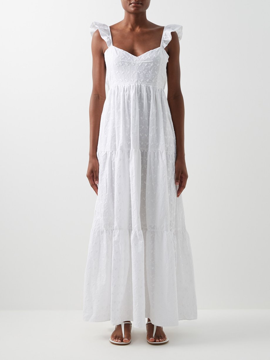 White Scarletta ruffled embroidered cotton dress | Wiggy Kit ...
