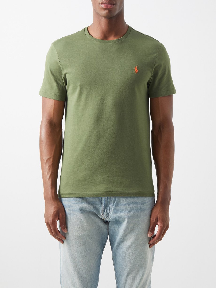 Green Logo-embroidered birdseye-cotton T-shirt | Polo Ralph Lauren ...