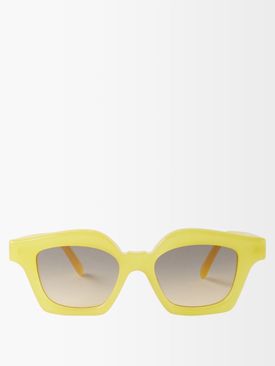 Loewe Eyewear Loewe Arched square-frame acetate sunglasses Yellow ...