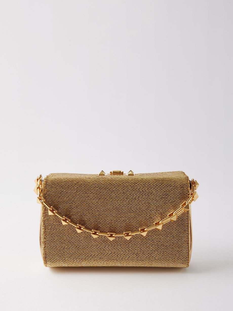 발렌티노 Valentino Gold Carry Secrets beaded clutch bag