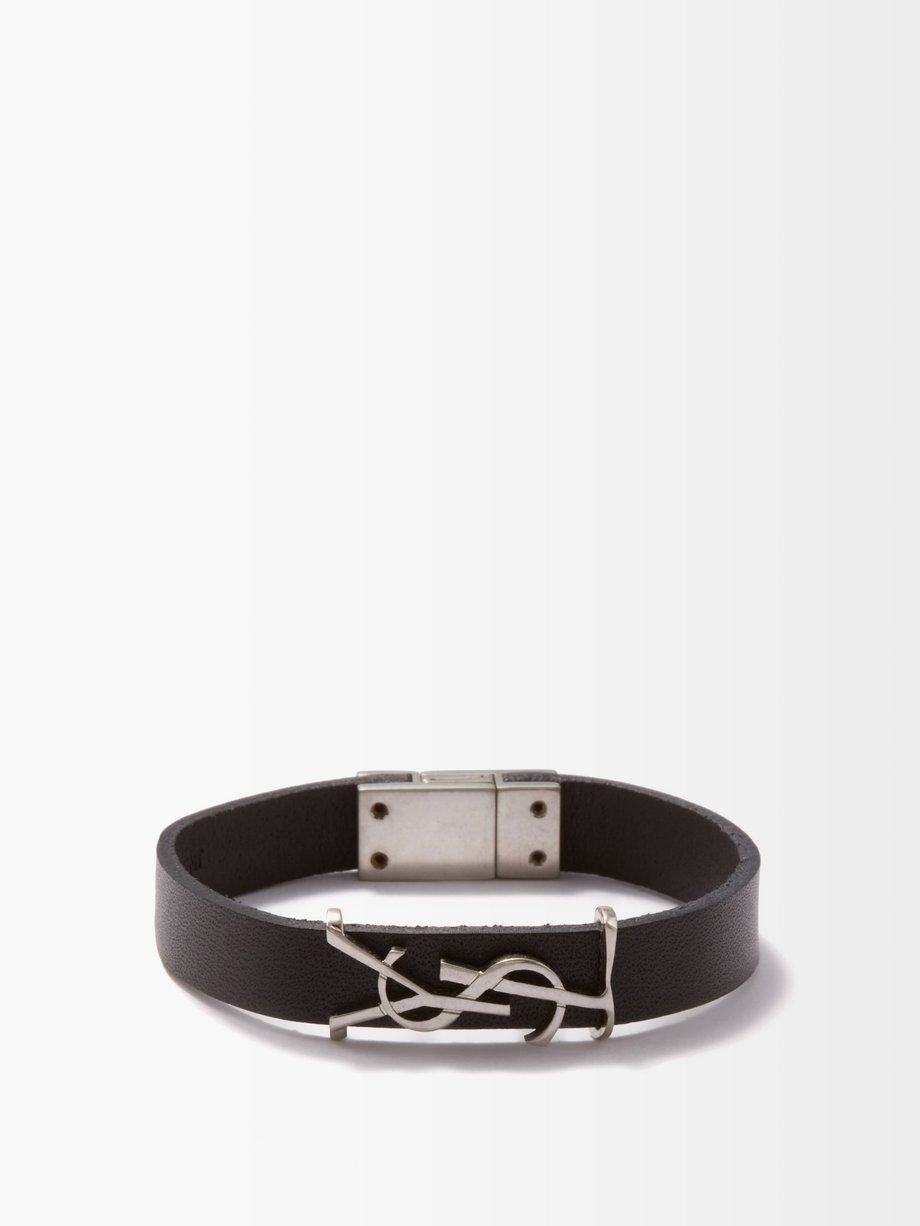 Black YSL leather bracelet | Saint Laurent | MATCHESFASHION UK
