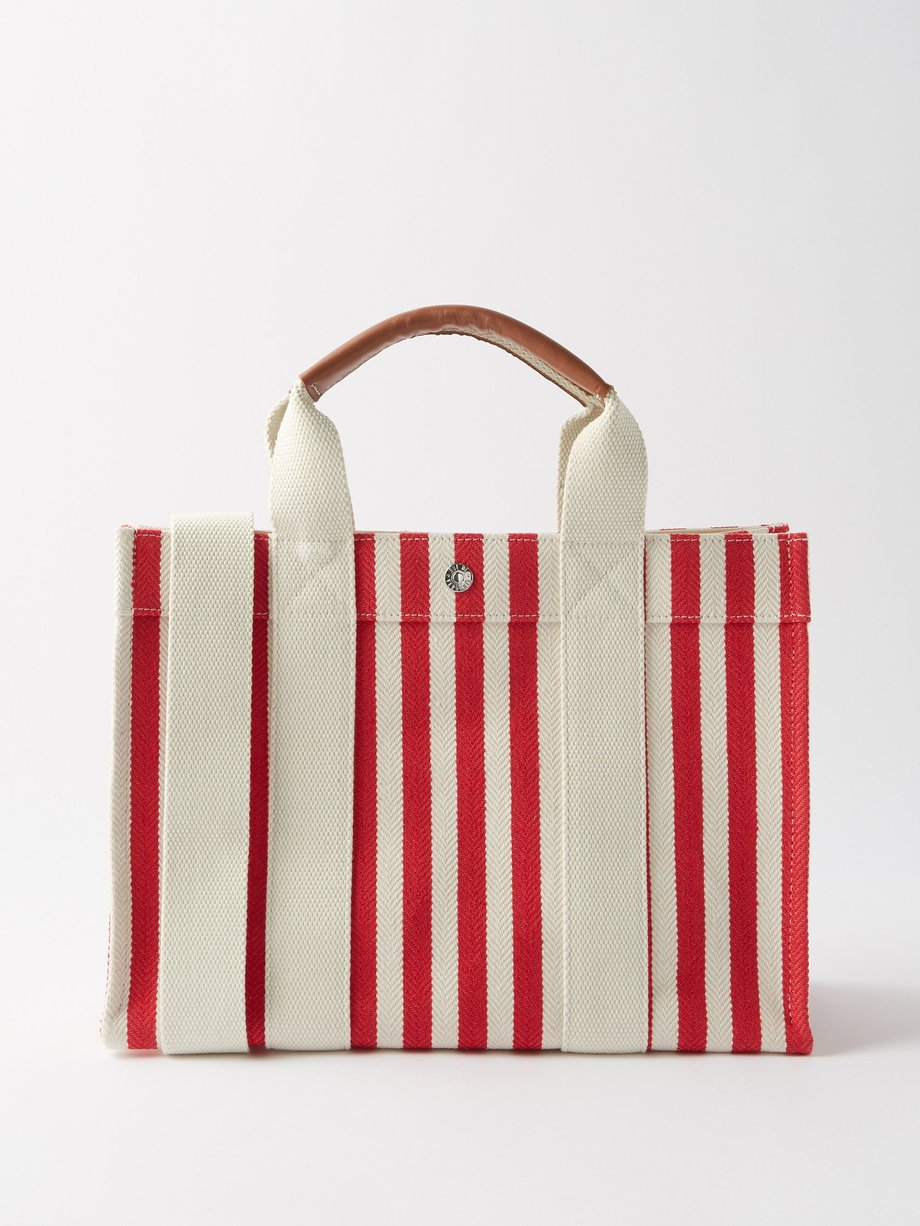 휘 드 베르누이 토트백 Rue De Verneuil Red Tote M striped canvas and leather Tote bag