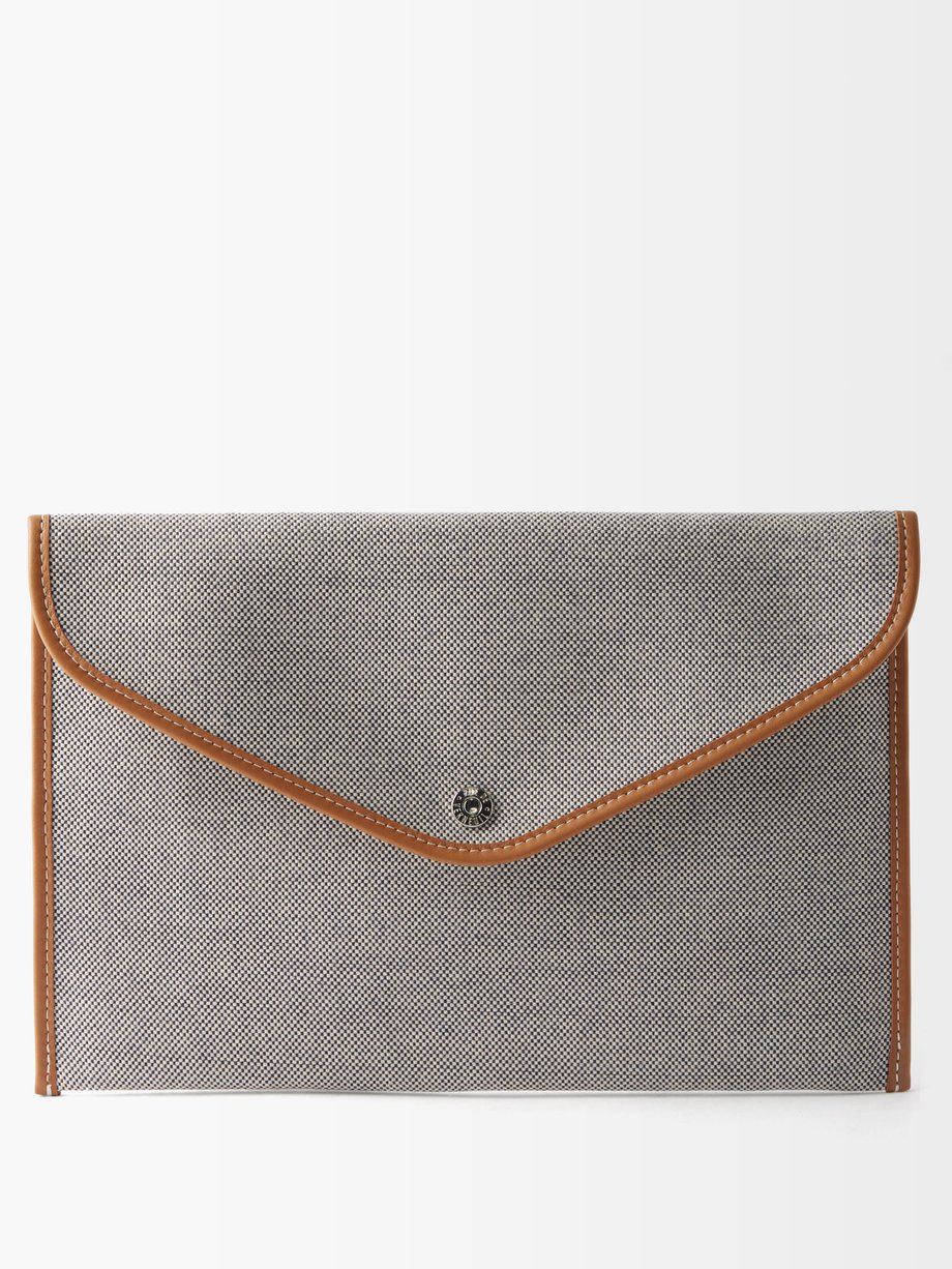 휘 드 베르누이 파우치 Rue De Verneuil GREY MULTI Envelope leather-trimmed canvas pouch