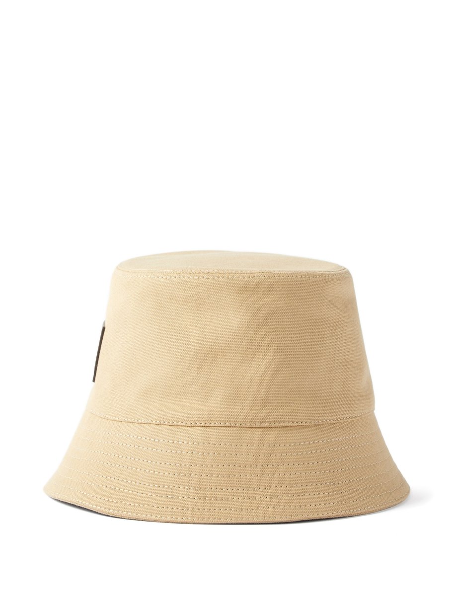 Beige Leather-logo cotton-canvas bucket hat | LOEWE Paula's Ibiza ...