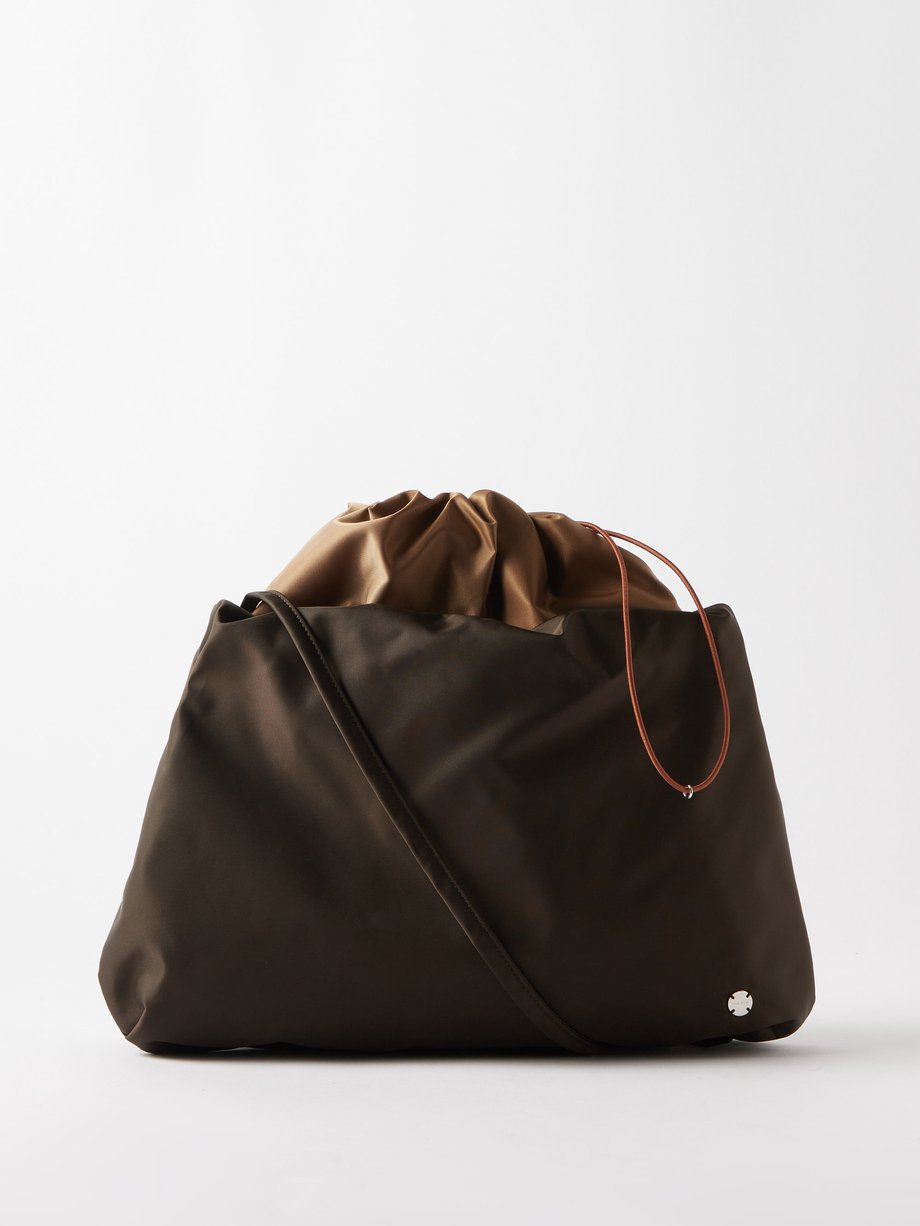 Brown Bourse XL drawstring nylon clutch bag | The Row | MATCHESFASHION US