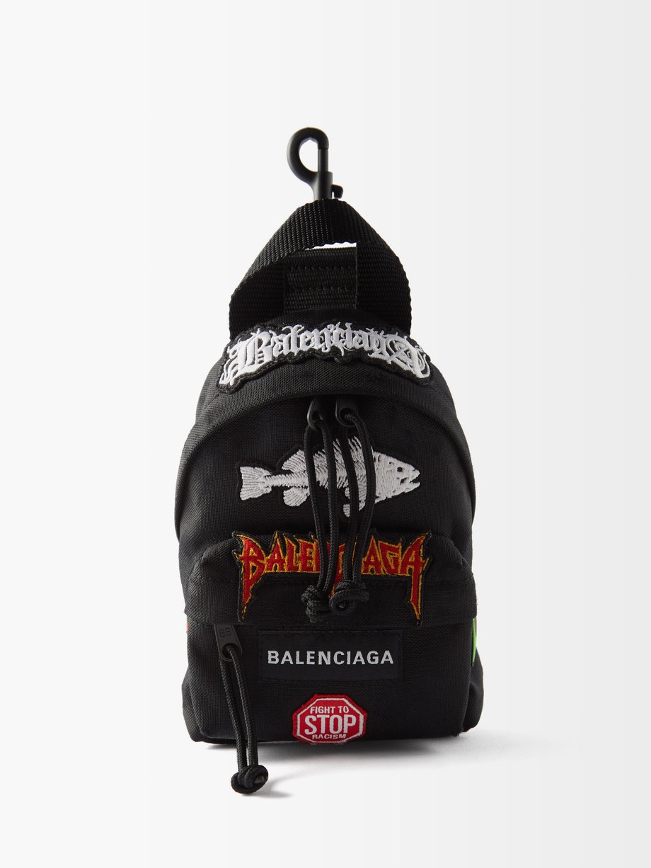 발렌시아가 Balenciaga Black Explorer mini logo-applique backpack