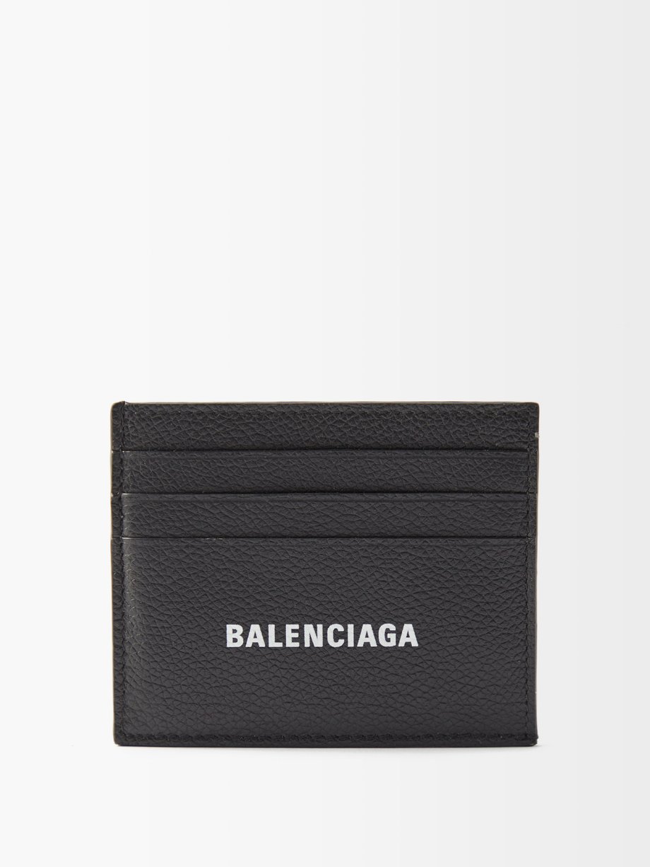 발렌시아가 Balenciaga Black Cash logo-print leather cardholder
