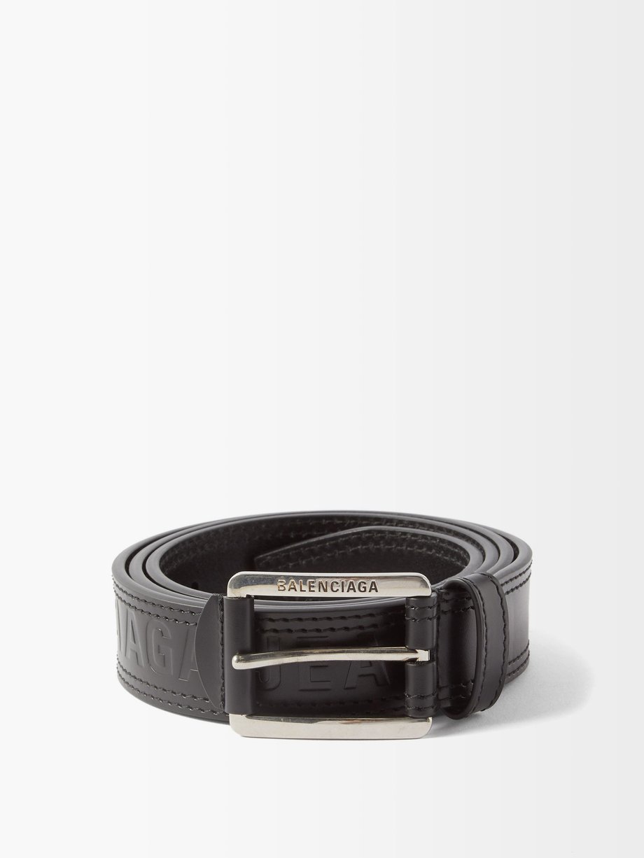 발렌시아가 가죽 벨트 Balenciaga Black Jeans logo-debossed leather belt
