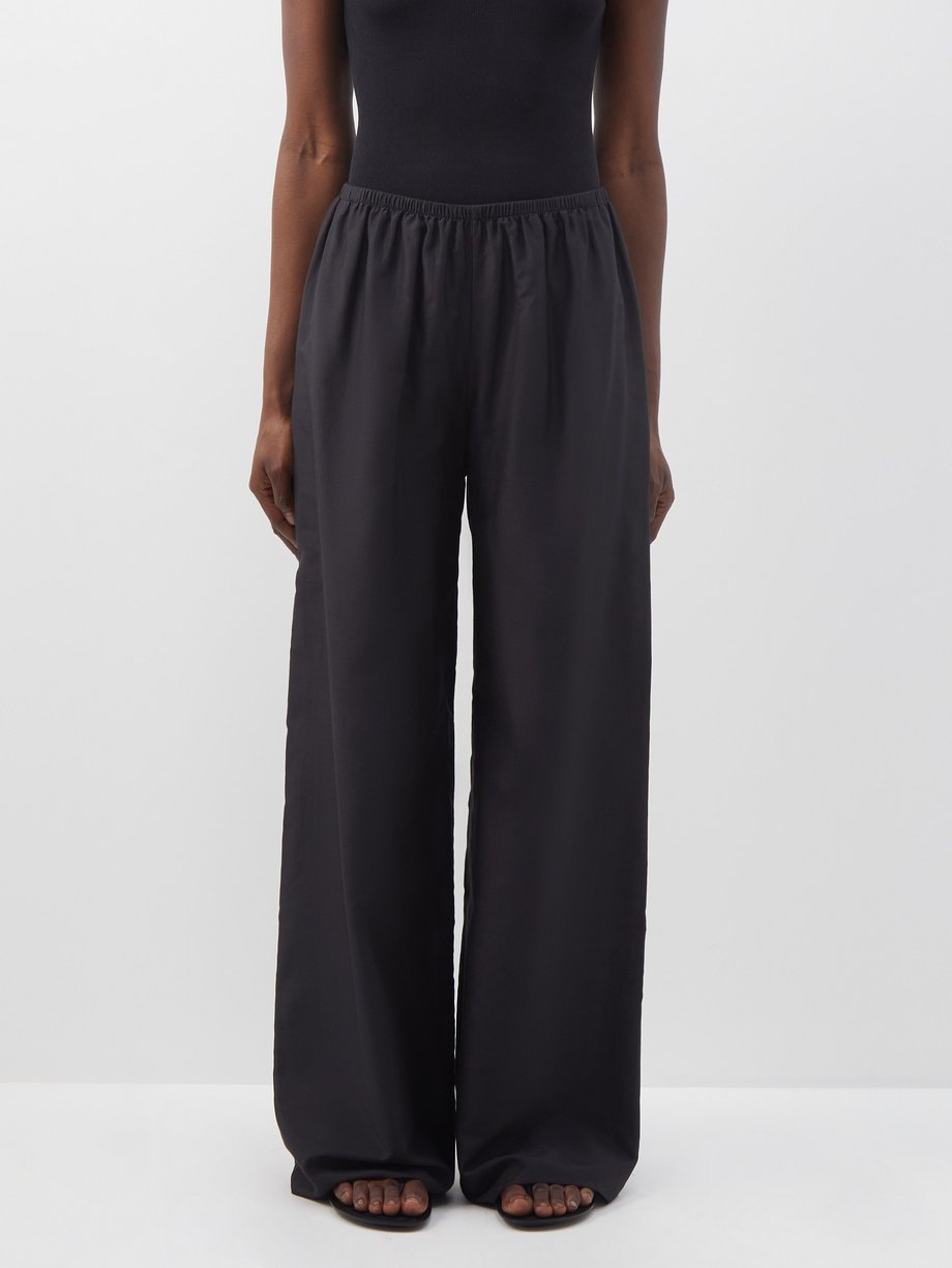 Black Andres cotton-blend wide-leg trousers | The Row | MATCHESFASHION US