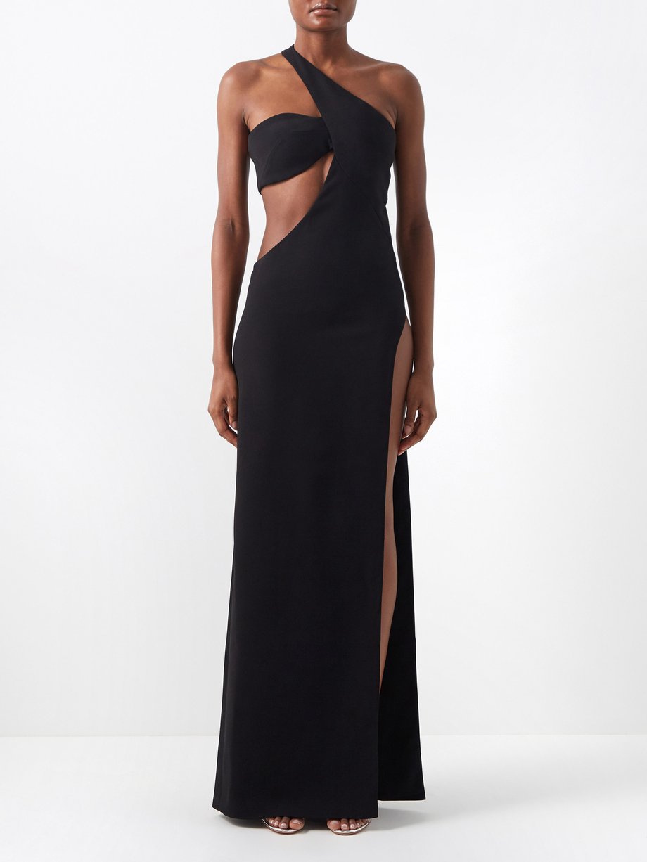 Black Asymmetric cutout crepe maxi dress | Monot | MATCHESFASHION US
