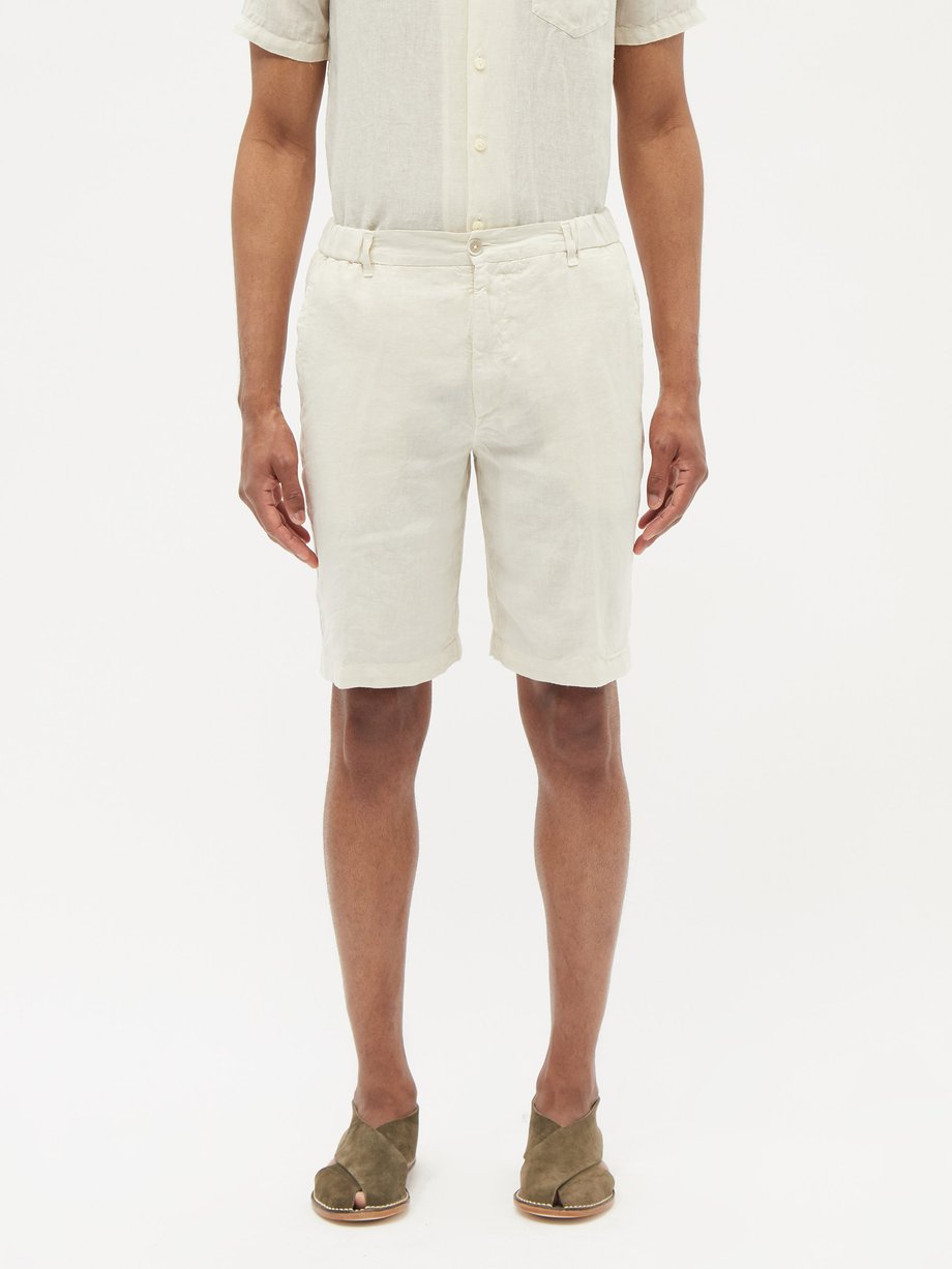 Linen-hopsack Shorts Mens MATCHESFASHION Men Clothing Shorts Bermudas White 
