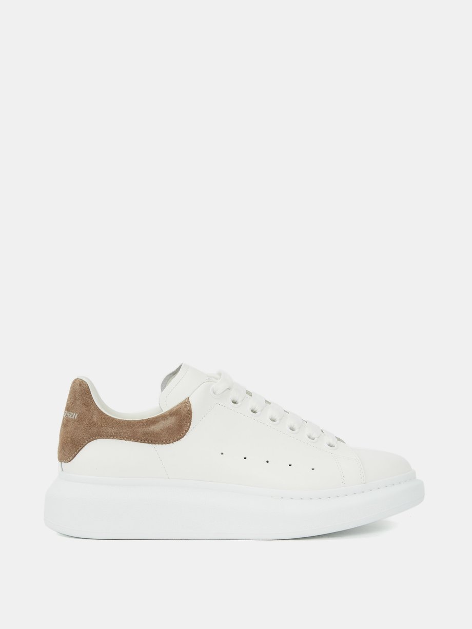 White Oversized raised-sole leather trainers | Alexander McQueen ...