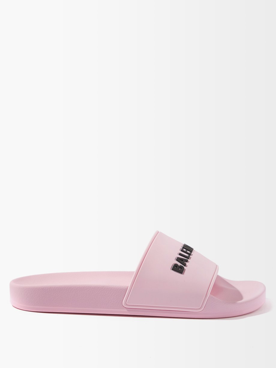 발렌시아가 Balenciaga Pink Logo-applique rubber slides