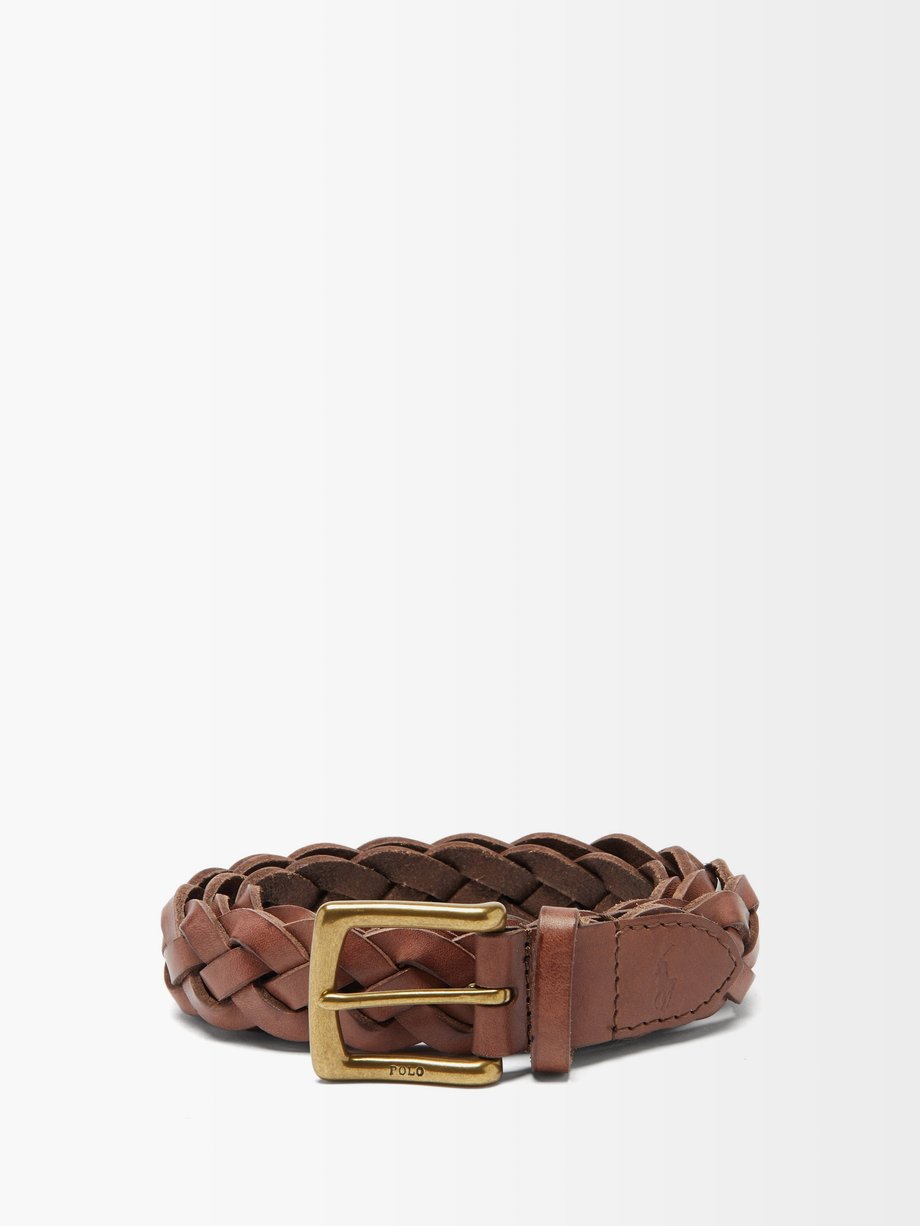 polo braided leather belt