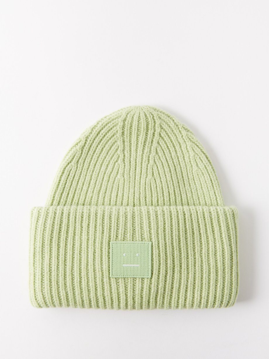 Light Green MATCHESFASHION Men Accessories Headwear Beanies Pansy Face Patch Wool Beanie Hat Mens 