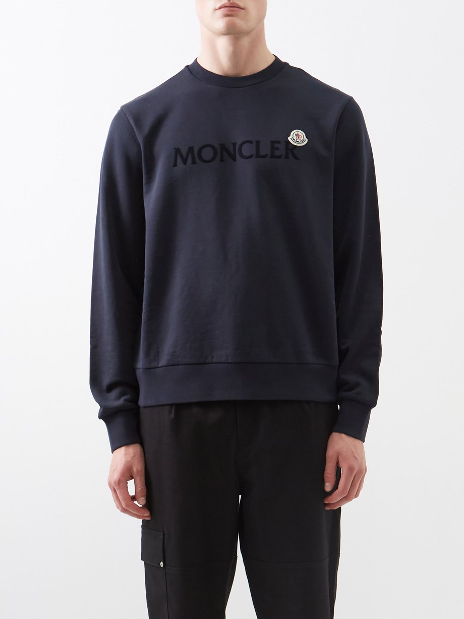 Moncler Navy Double-logo cotton-jersey sweatshirt | 매치스패션, 모던 럭셔리 온라인 쇼핑