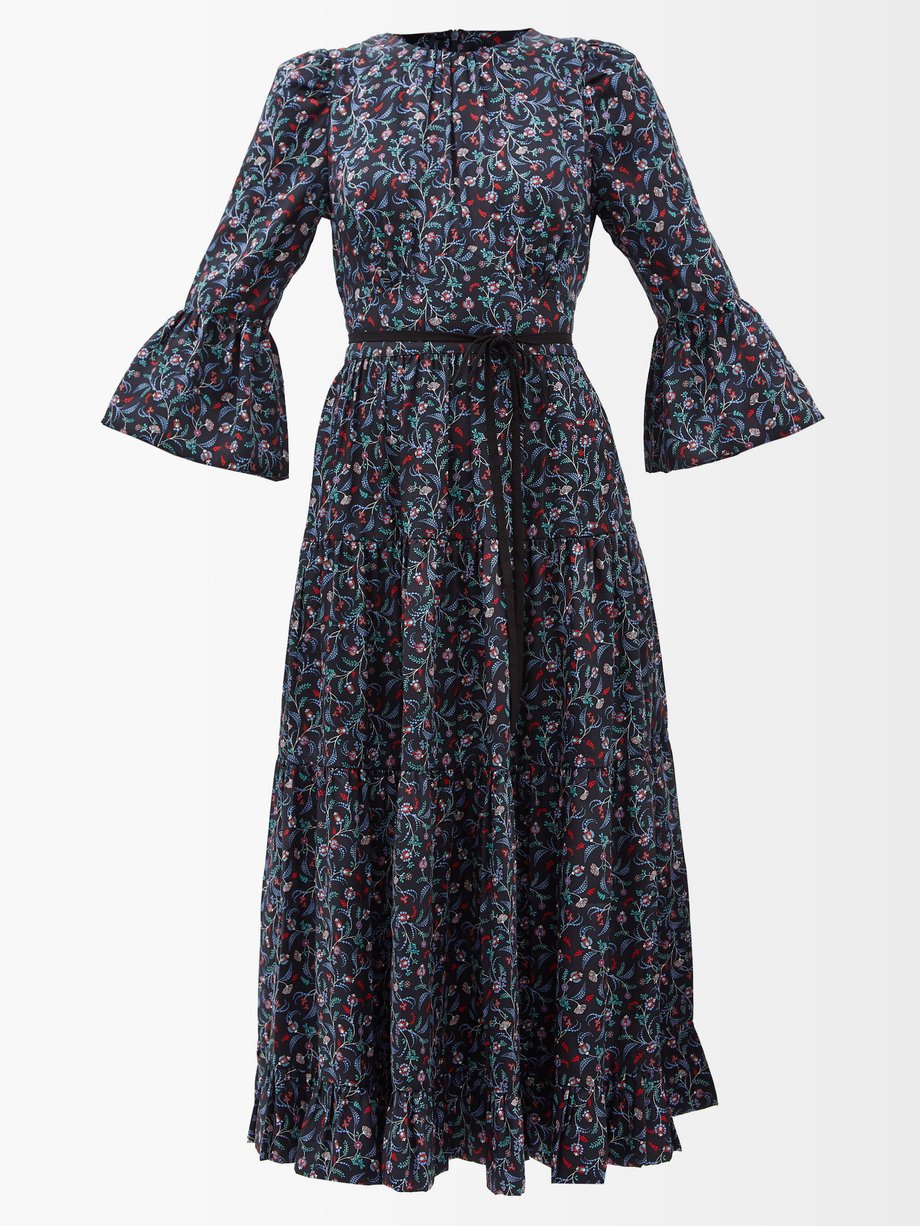 Cefinn Navy Cordelia floral-print twill dress | 매치스패션, 모던 럭셔리 온라인 쇼핑