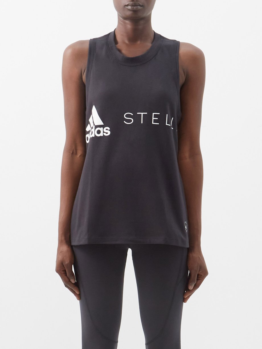 Refund Ananiver ore Black Logo-print organic cotton-blend tank top | adidas By Stella McCartney  | MATCHESFASHION US