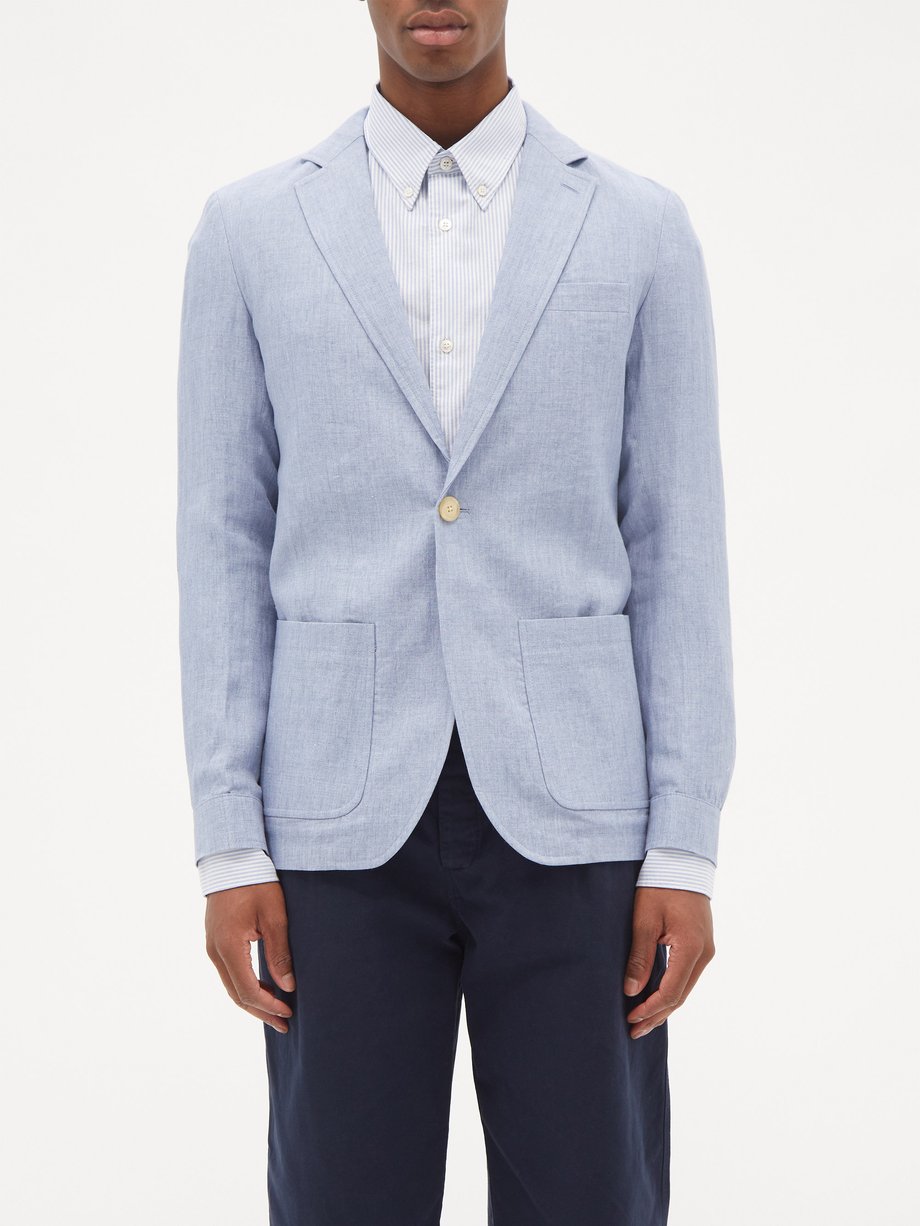 Blue Fairway linen-chambray blazer | Oliver Spencer | MATCHESFASHION US