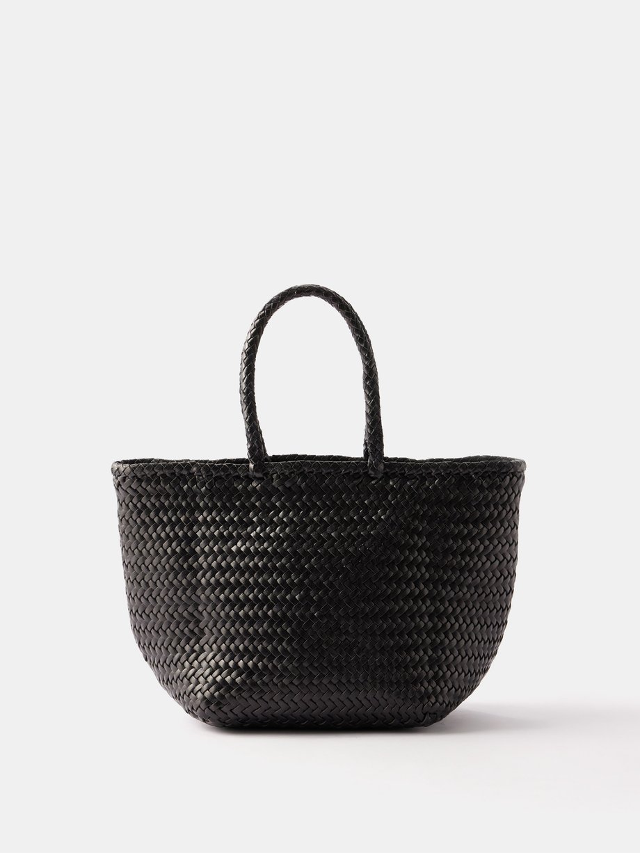 Grace small woven-leather basket bag