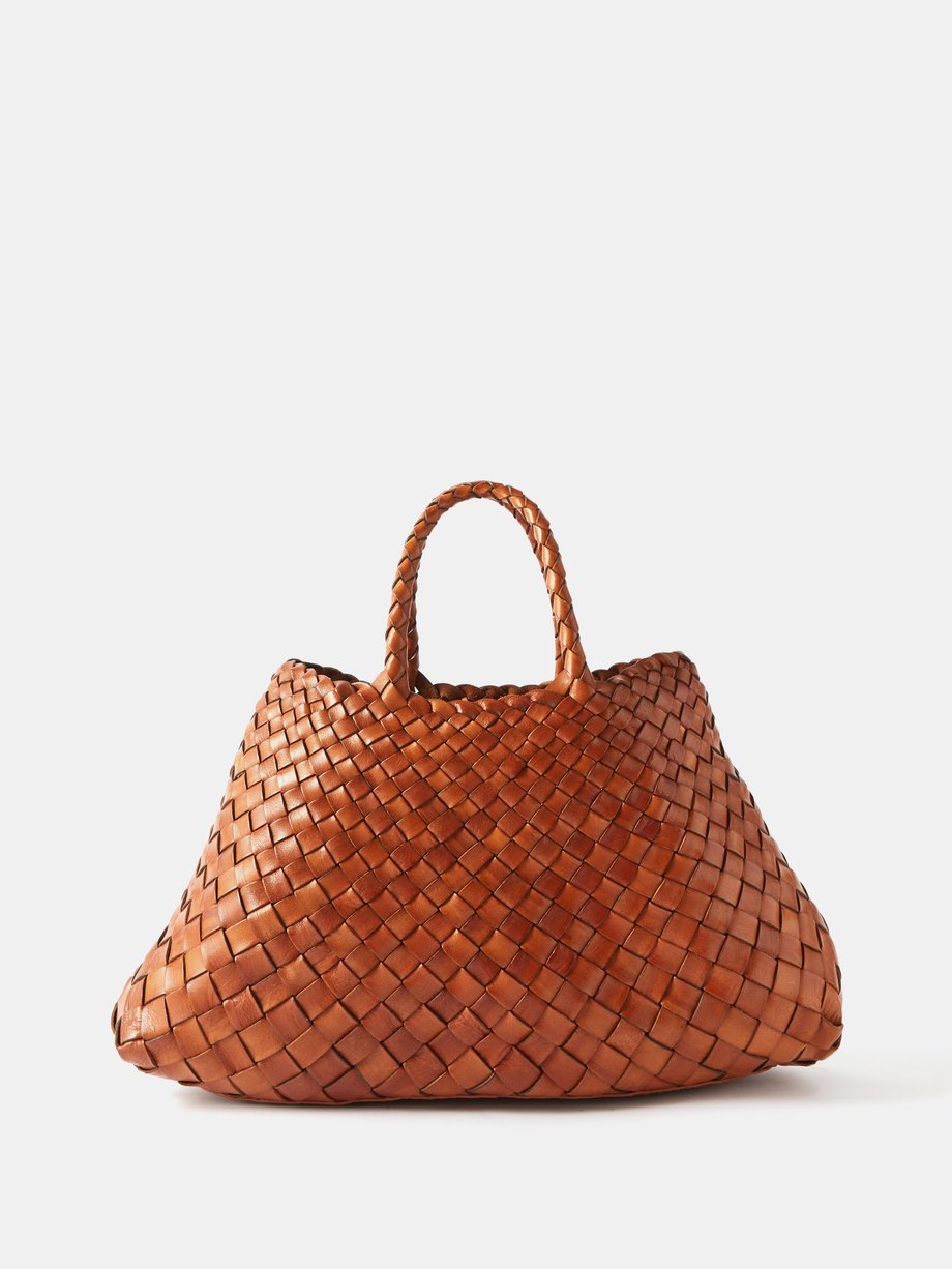 Dragon Diffusion Tan Santa Croce small woven-leather basket bag | 매치스패션 ...