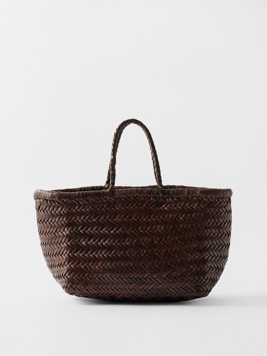 드래곤 디퓨전 Dragon Diffusion Brown Triple Jump small woven-leather basket bag