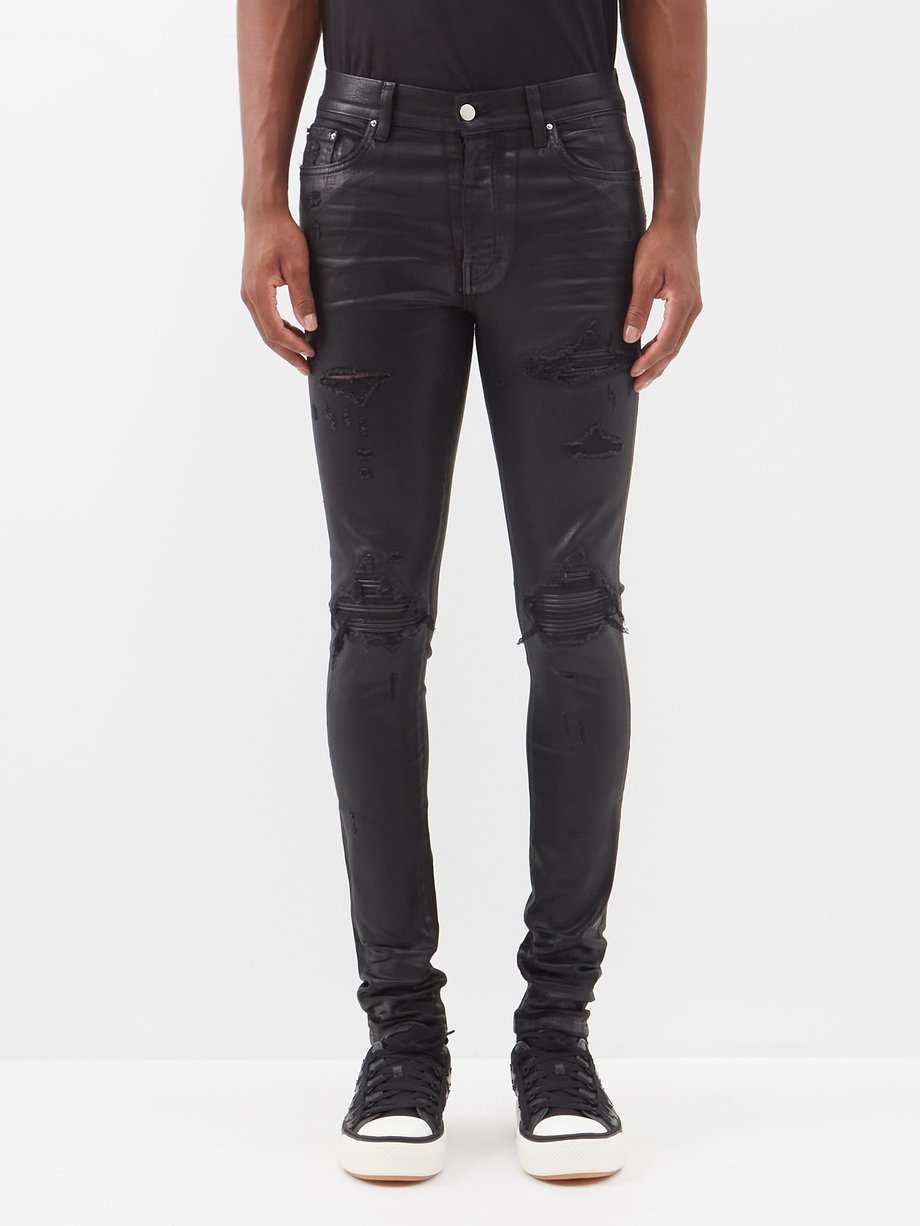Black MX1 distressed coated slim-leg jeans | Amiri | MATCHESFASHION UK