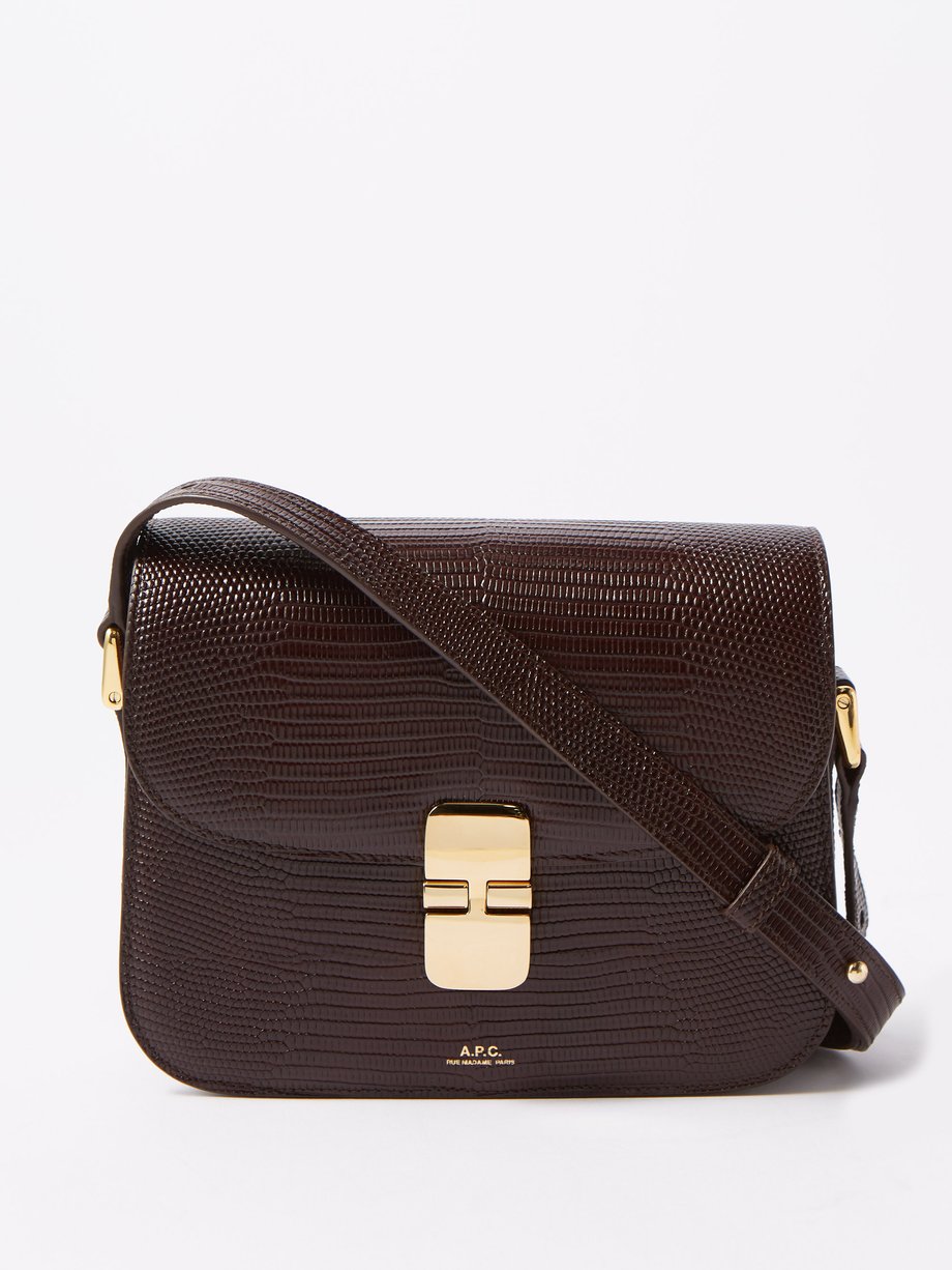 아페쎄 그레이스백 스몰 A.P.C. Brown Grace small lizard-effect leather shoulder bag