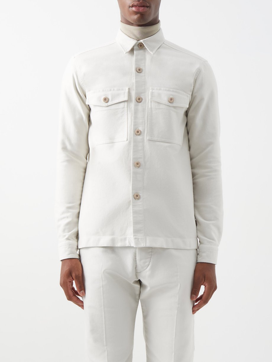 Tom Ford White Flap-pocket brushed-cotton overshirt | 매치스패션, 모던 럭셔리 온라인 쇼핑