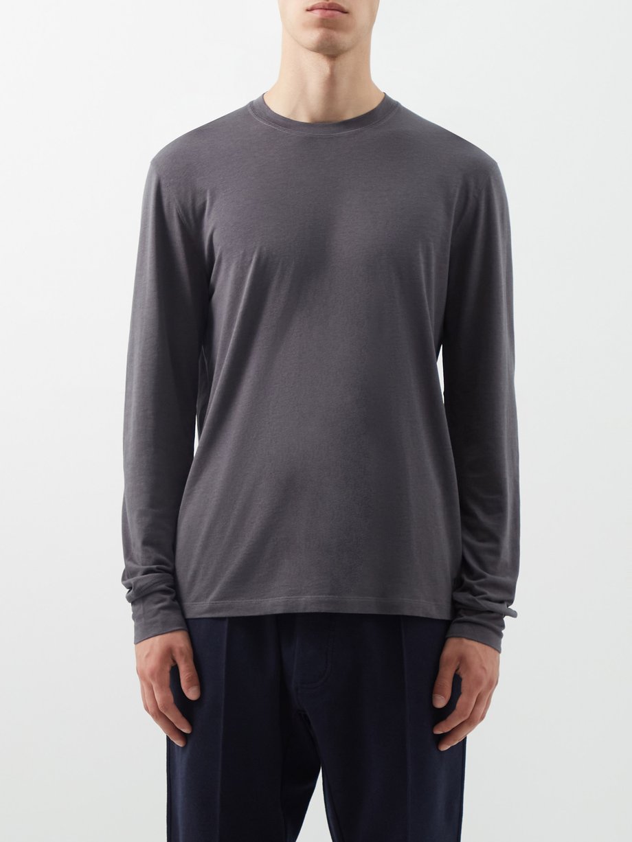 Tom Ford Grey Lyocell-blend jersey long-sleeved T-shirt | 매치스패션, 모던 럭셔리 ...